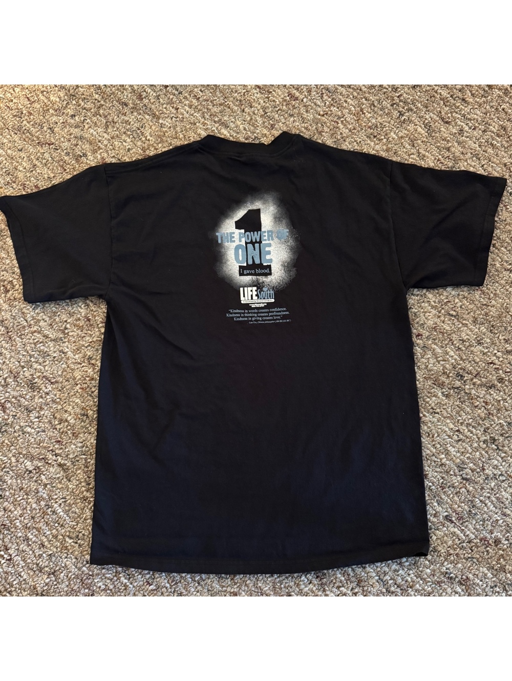 Life South Donate Blood “The Power of One” Graphic T-Shirt Size Large Delta